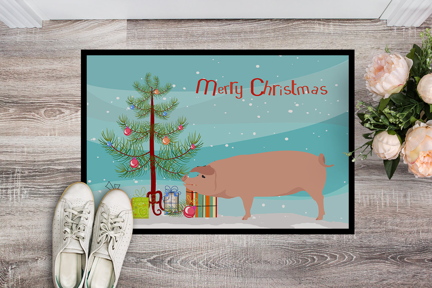 American Landrace Pig Christmas Indoor or Outdoor Mat 18x27 BB9299MAT - the-store.com