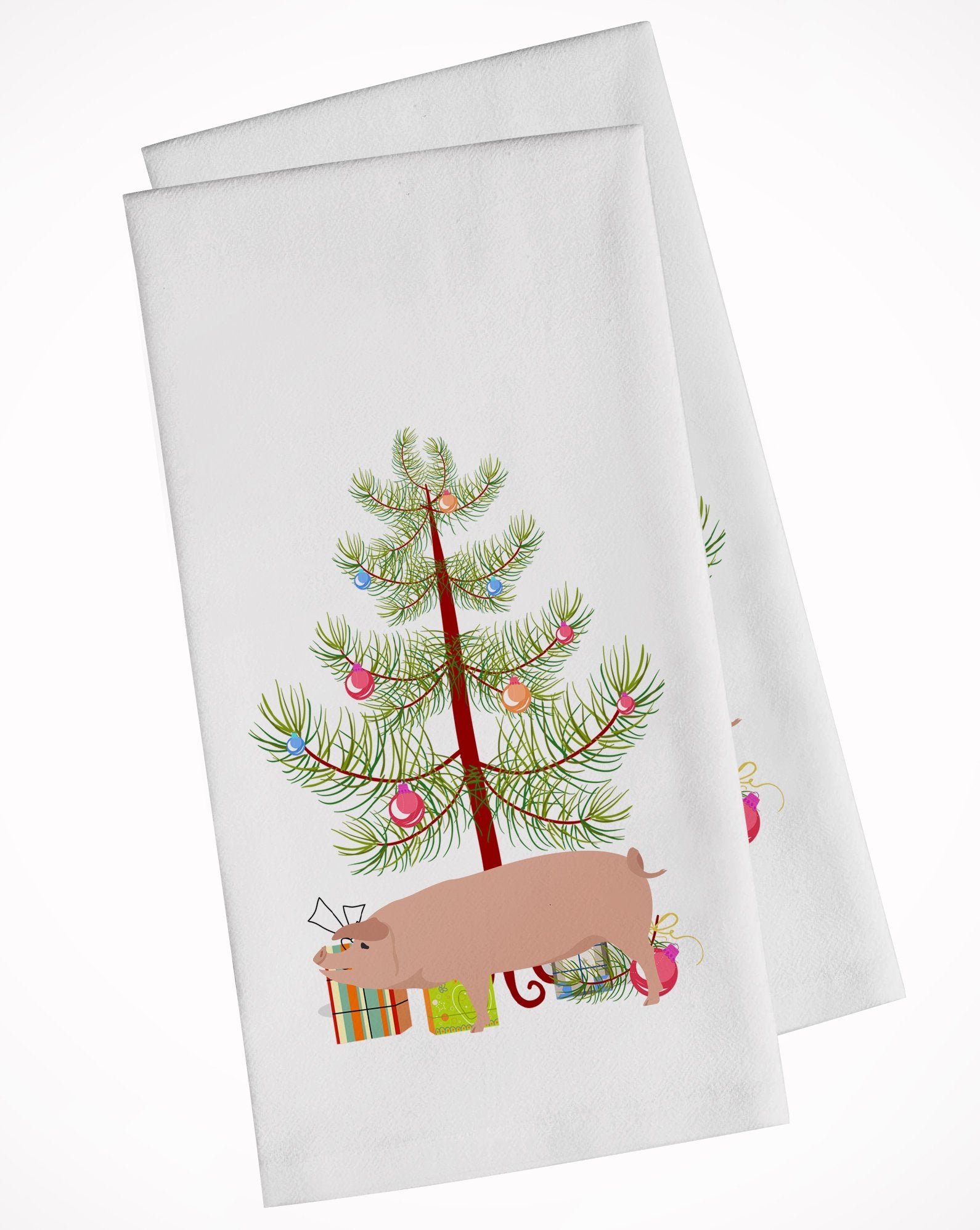 American Landrace Pig Christmas White Kitchen Towel Set of 2 BB9299WTKT by Caroline's Treasures