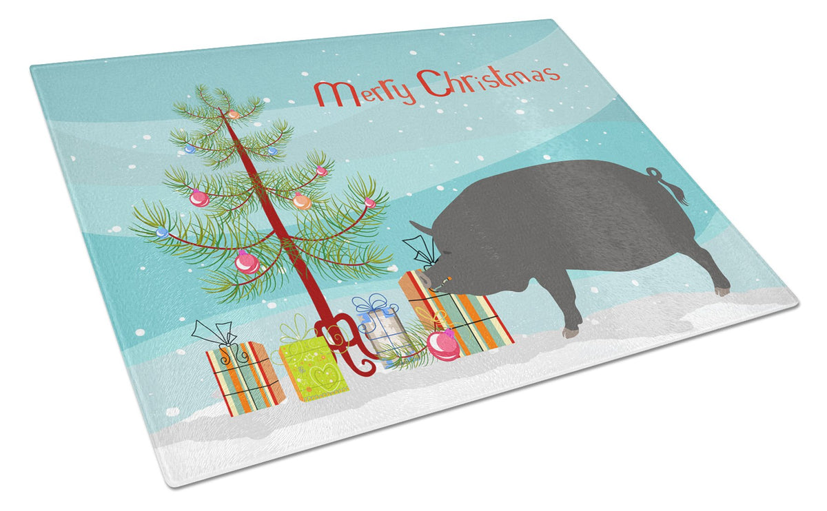 Berkshire Pig Christmas Glass Cutting Board Large BB9300LCB by Caroline&#39;s Treasures