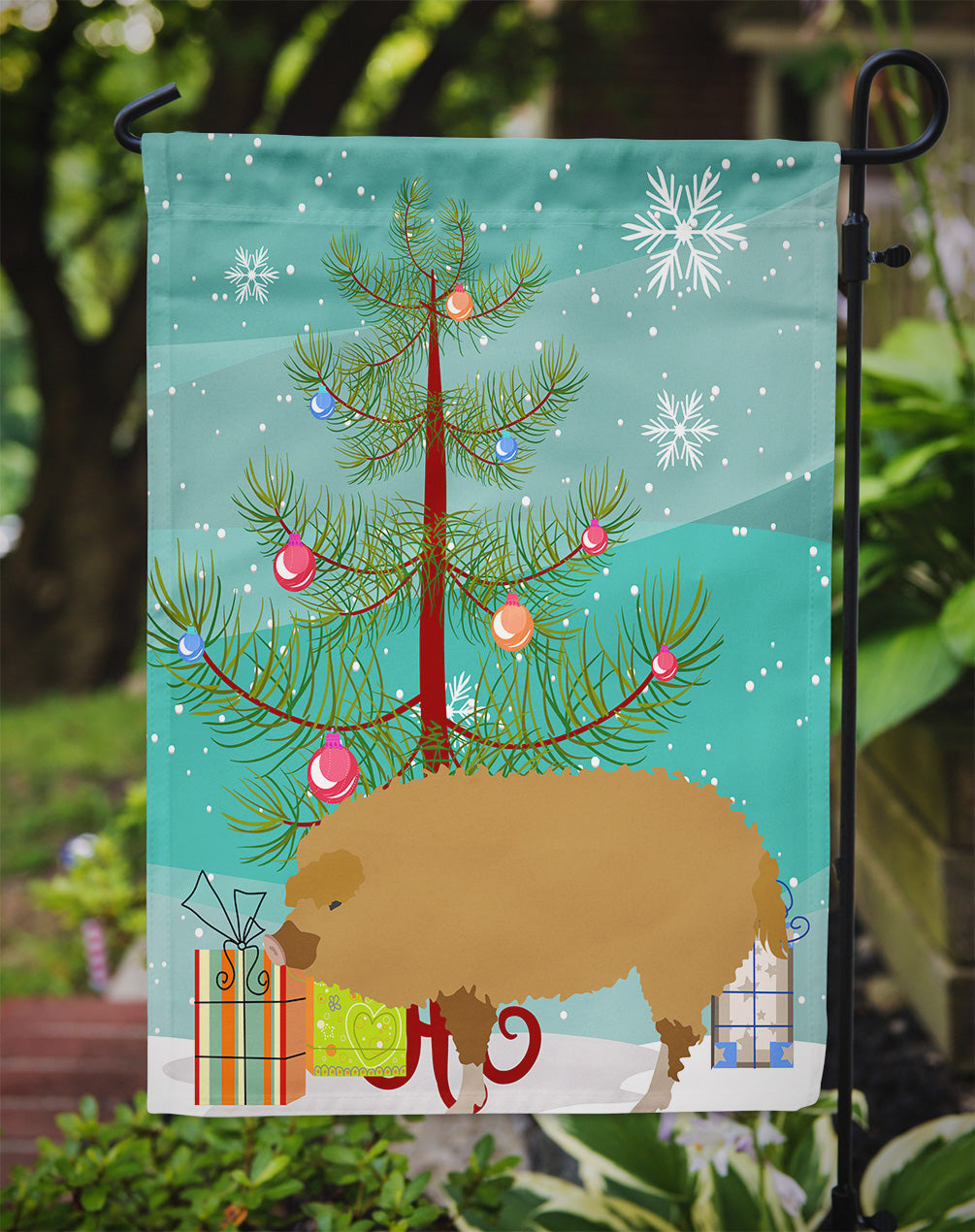 Hungarian Mangalica Pig Christmas Flag Garden Size BB9301GF  the-store.com.