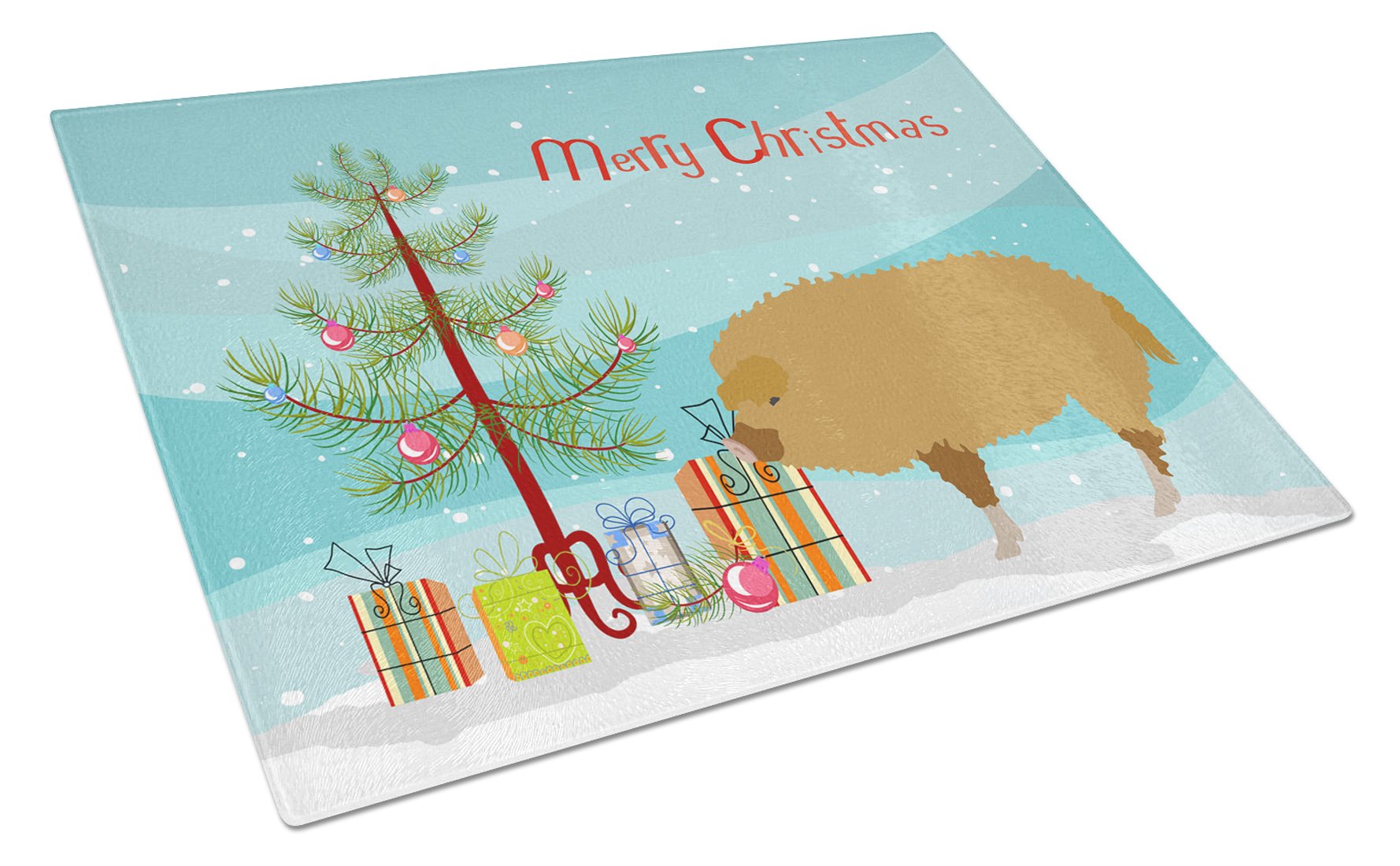 Hungarian Mangalica Pig Christmas Glass Cutting Board Large BB9301LCB by Caroline's Treasures