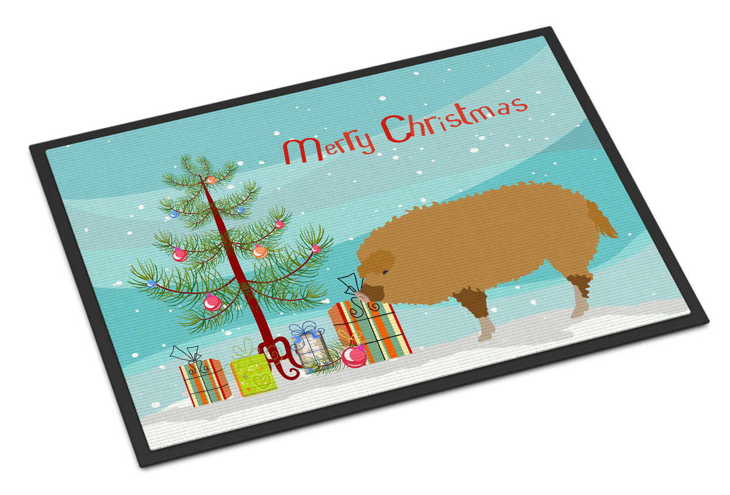 Hungarian Mangalica Pig Christmas Indoor or Outdoor Mat 18x27 BB9301MAT - the-store.com