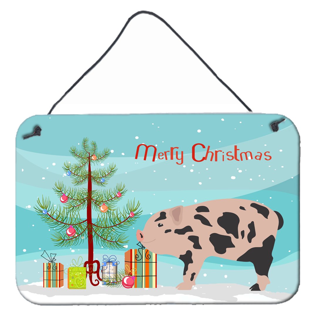 Mini Miniature Pig Christmas Wall or Door Hanging Prints BB9302DS812 by Caroline's Treasures