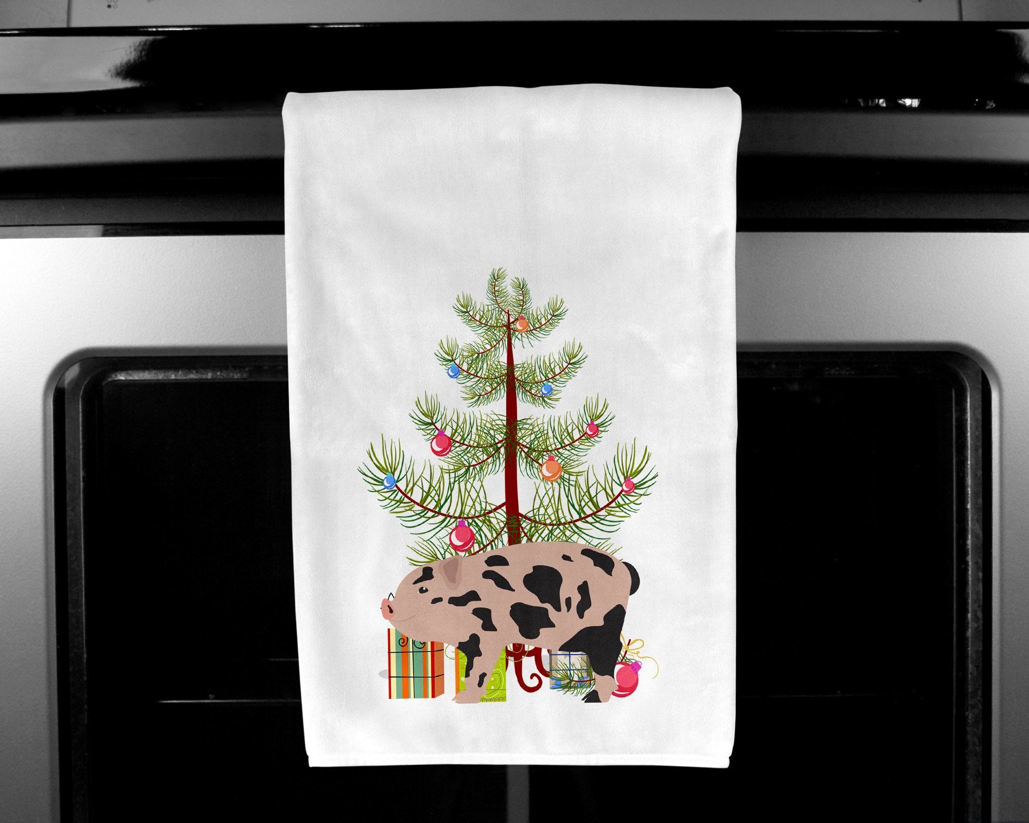 Mini Miniature Pig Christmas White Kitchen Towel Set of 2 BB9302WTKT by Caroline's Treasures