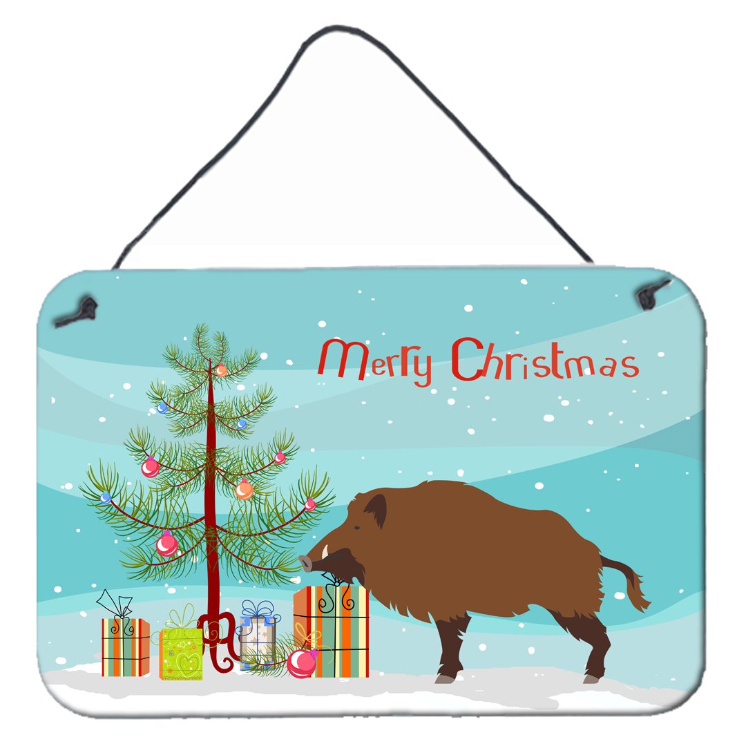 Wild Boar Pig Christmas Wall or Door Hanging Prints BB9303DS812 by Caroline&#39;s Treasures