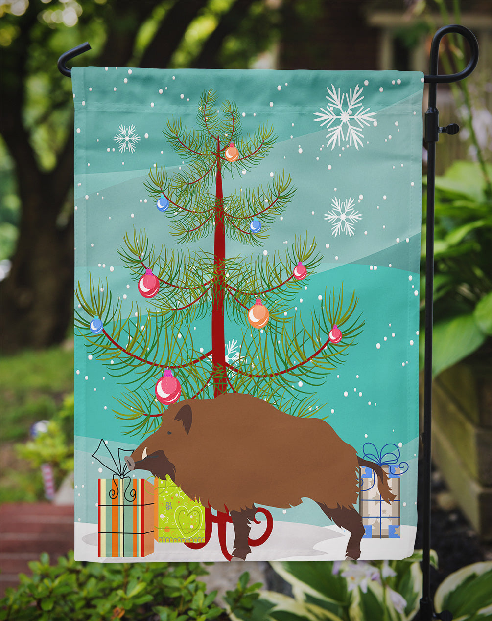 Wild Boar Pig Christmas Flag Garden Size BB9303GF  the-store.com.