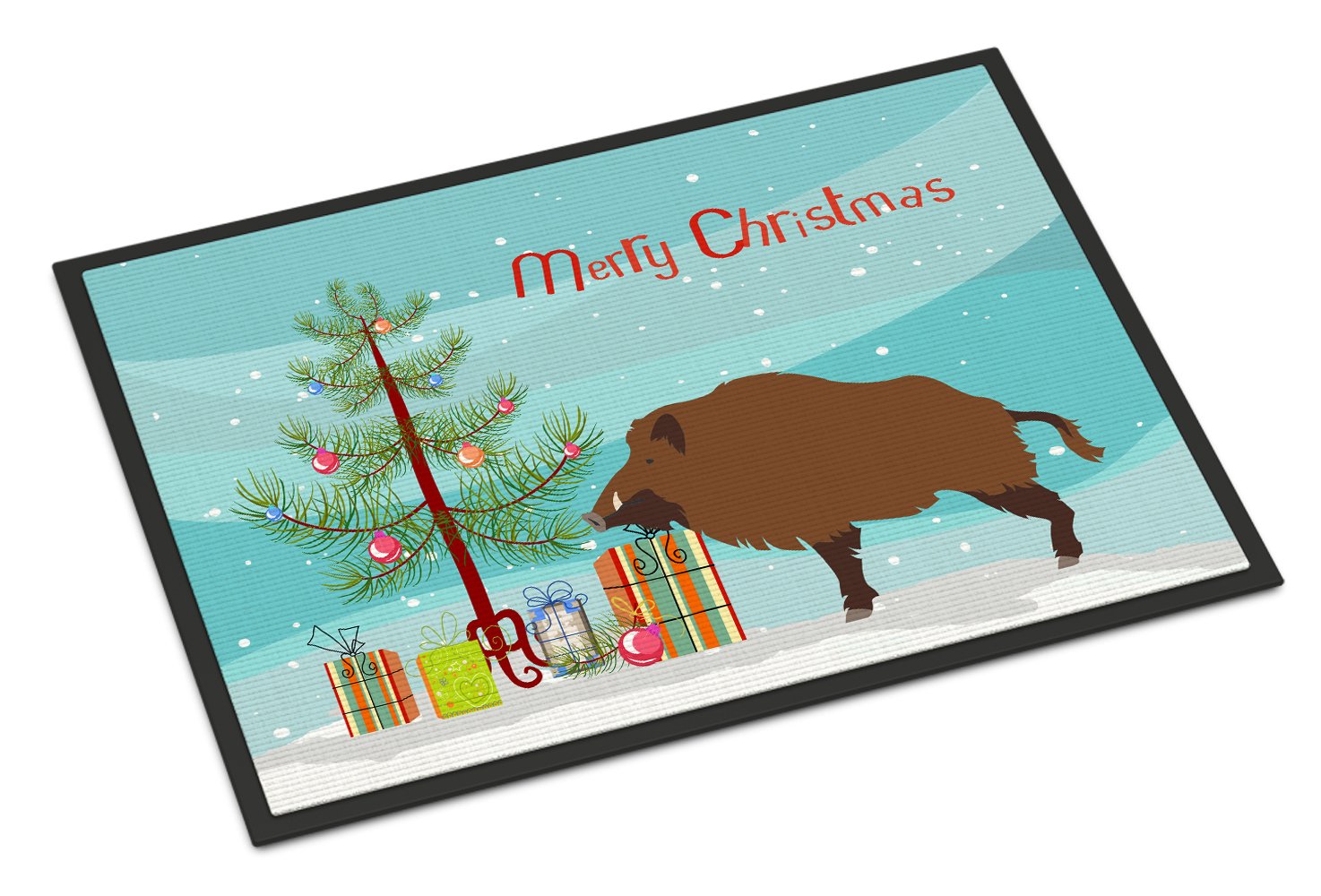 Wild Boar Pig Christmas Indoor or Outdoor Mat 24x36 BB9303JMAT by Caroline's Treasures