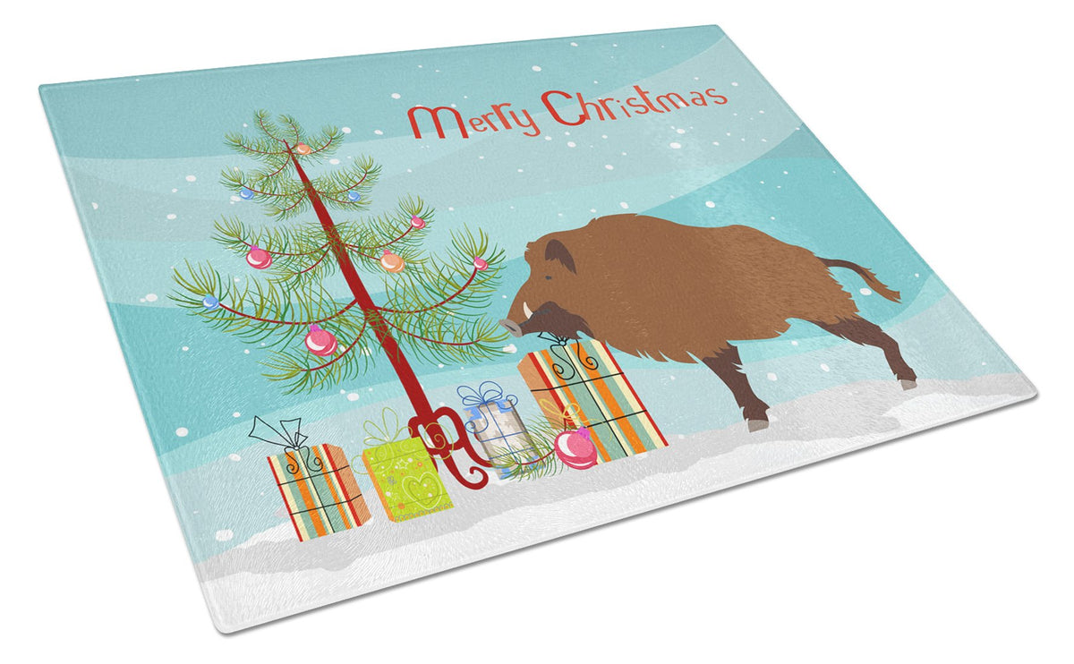 Wild Boar Pig Christmas Glass Cutting Board Large BB9303LCB by Caroline&#39;s Treasures