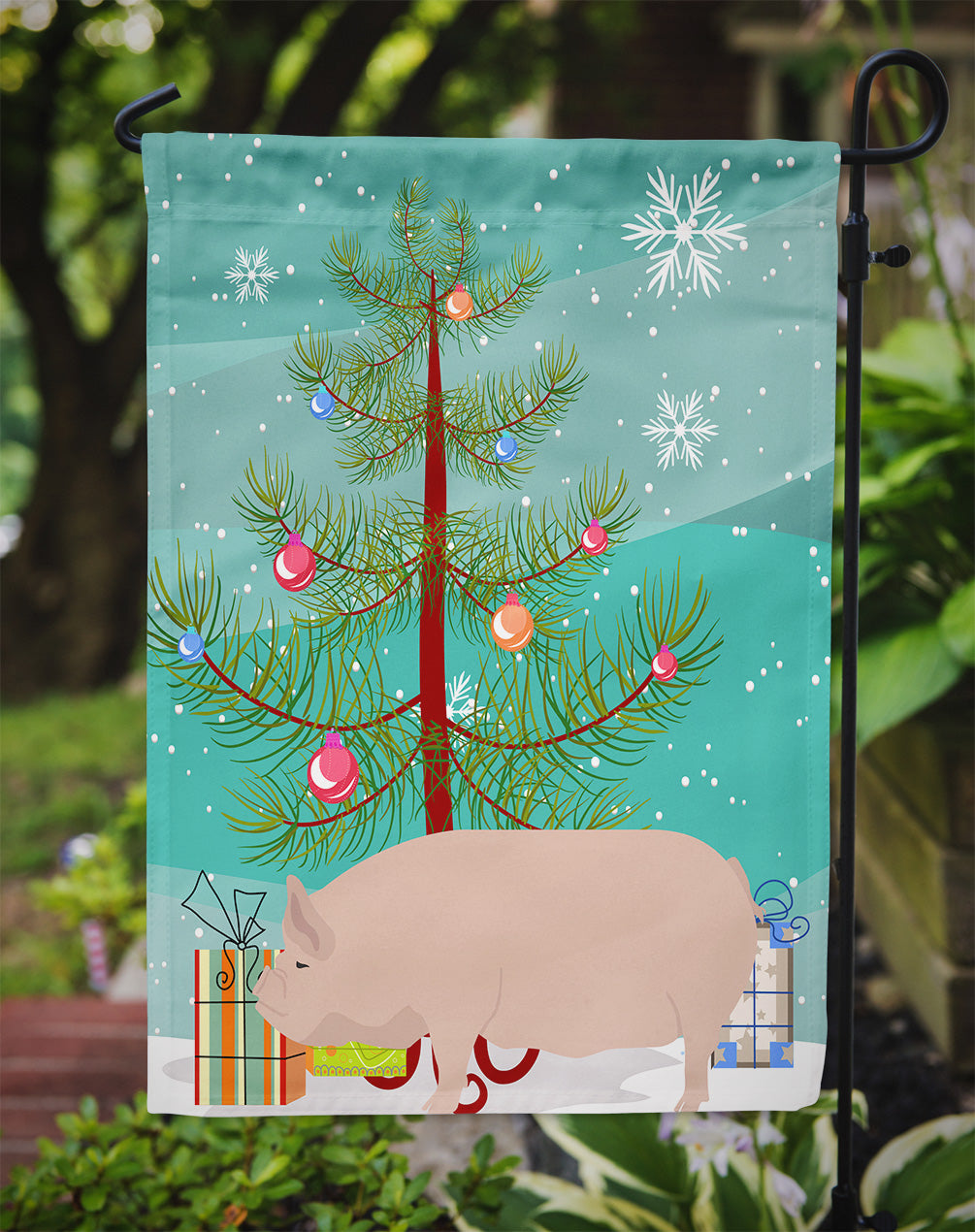 Welsh Pig Christmas Flag Garden Size BB9304GF  the-store.com.