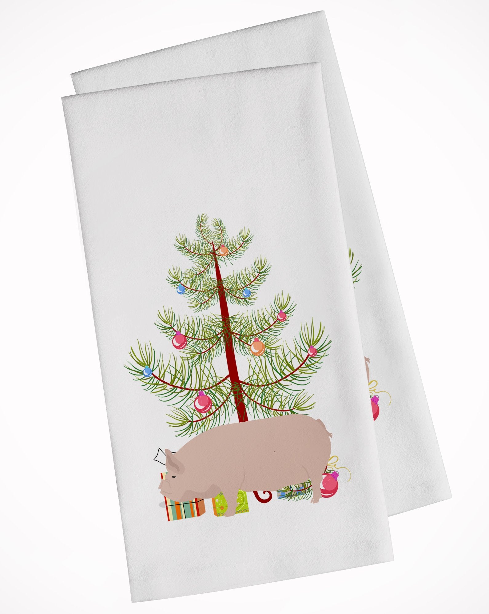 Welsh Pig Christmas White Kitchen Towel Set of 2 BB9304WTKT by Caroline's Treasures