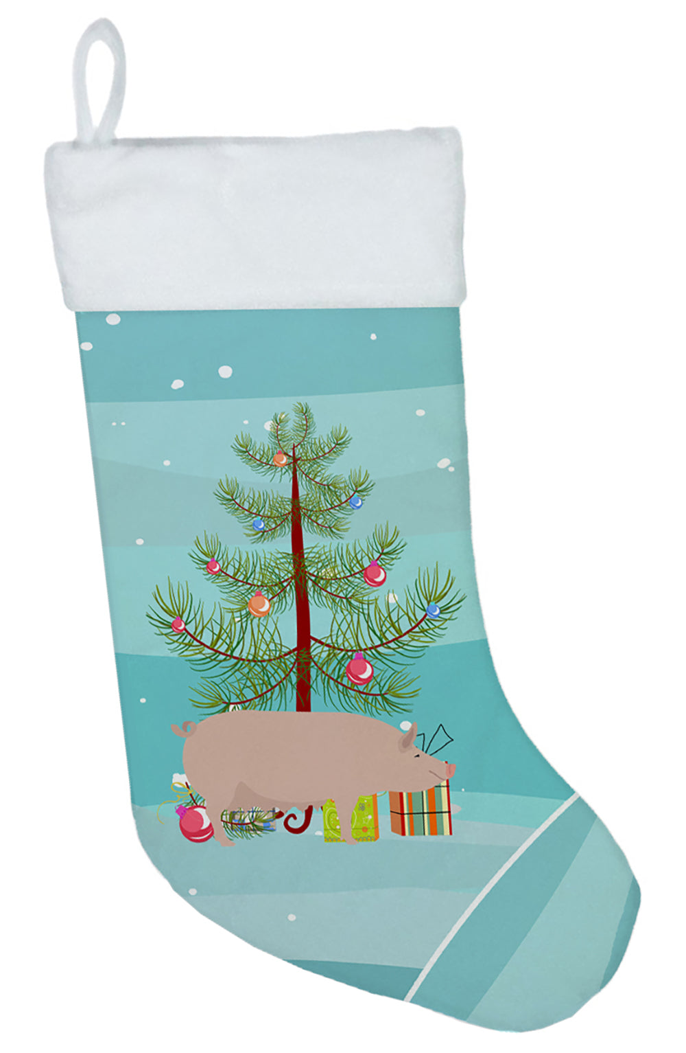 English Large White Pig Christmas Christmas Stocking BB9305CS  the-store.com.