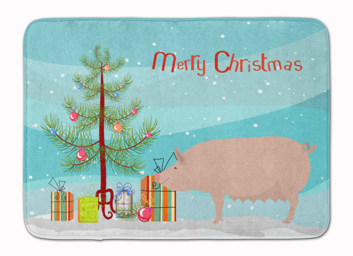 English Large White Pig Christmas Machine Washable Memory Foam Mat BB9305RUG - the-store.com