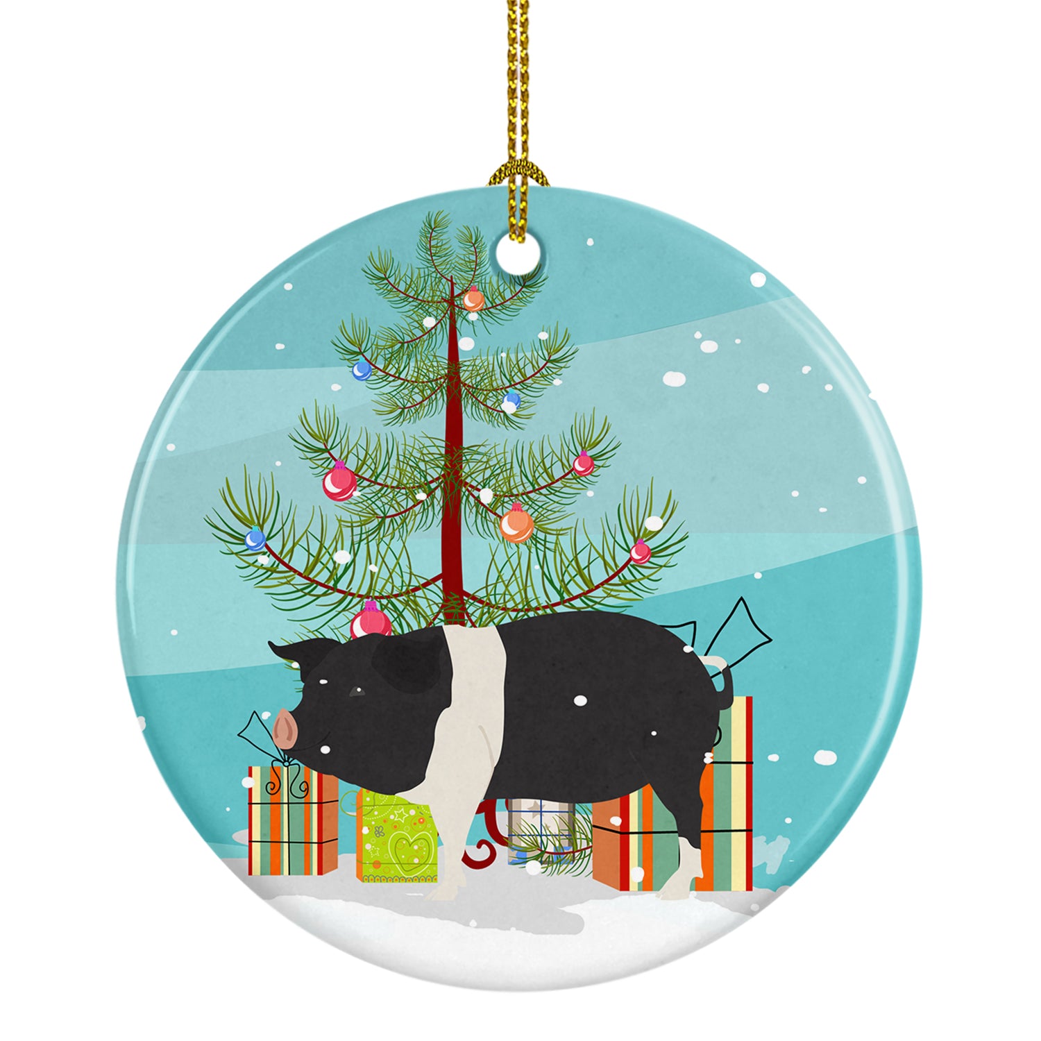 Hampshire Pig Christmas Ceramic Ornament BB9306CO1 - the-store.com