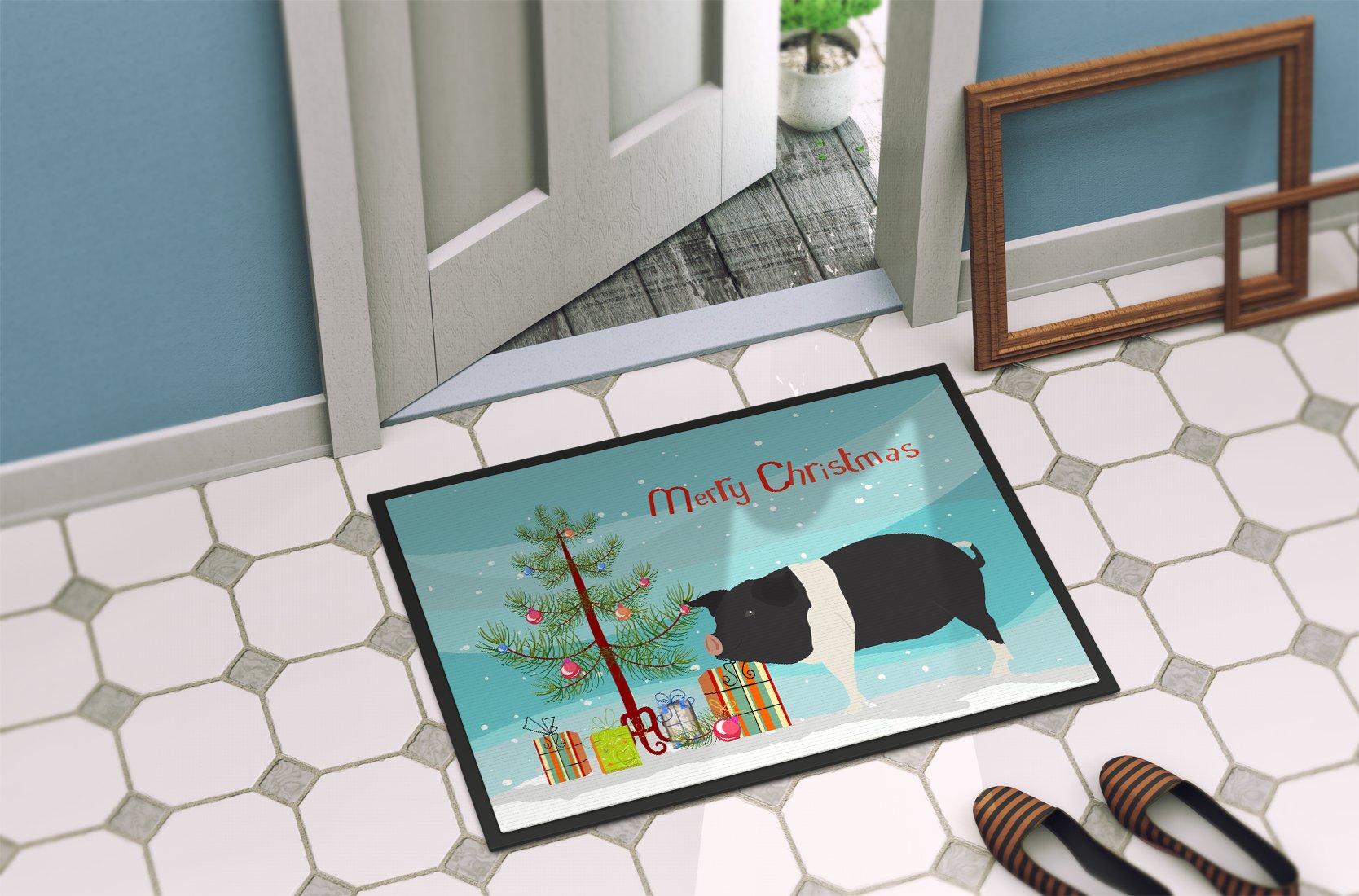 Hampshire Pig Christmas Indoor or Outdoor Mat 24x36 BB9306JMAT by Caroline's Treasures