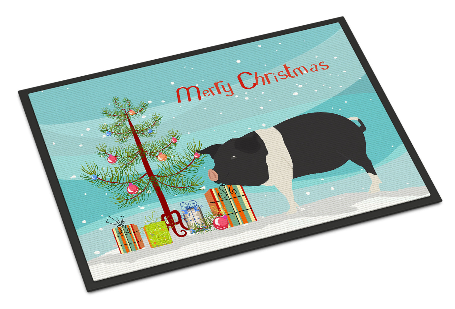 Hampshire Pig Christmas Indoor or Outdoor Mat 18x27 BB9306MAT - the-store.com