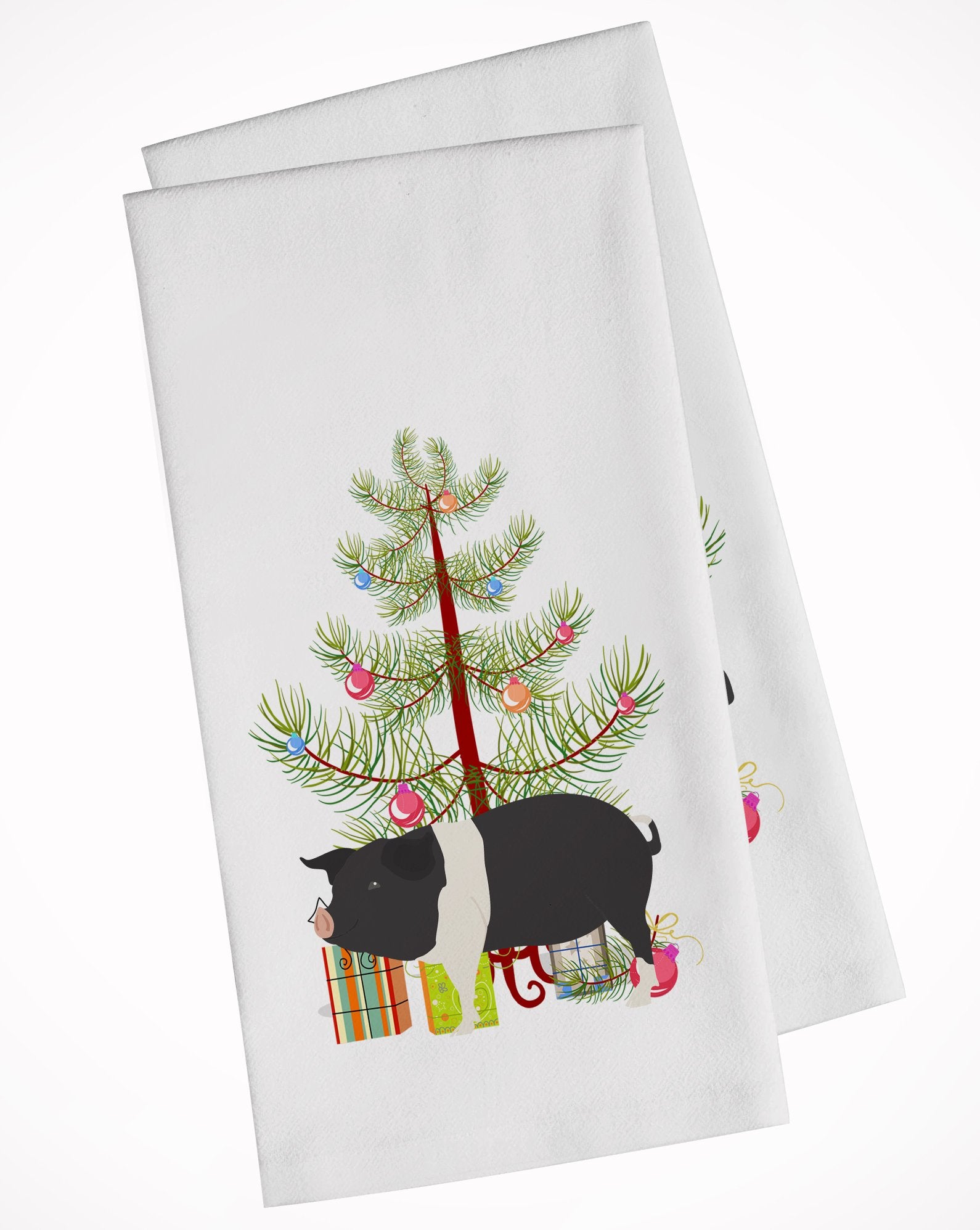 Hampshire Pig Christmas White Kitchen Towel Set of 2 BB9306WTKT by Caroline's Treasures