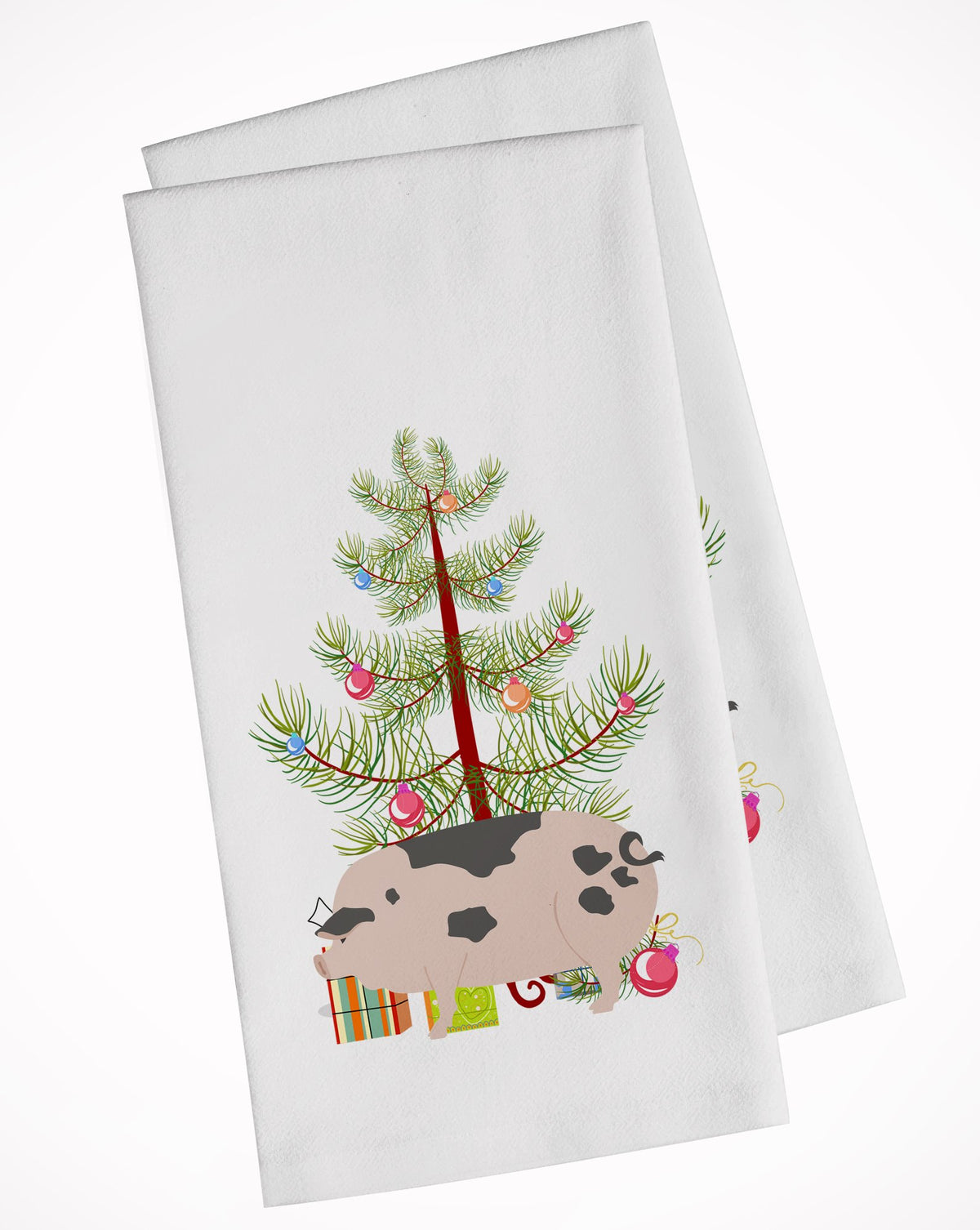 Gloucester Old Spot Pig Christmas White Kitchen Towel Set of 2 BB9307WTKT by Caroline&#39;s Treasures