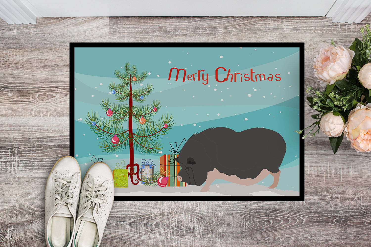 Vietnamese Pot-Bellied Pig Christmas Indoor or Outdoor Mat 18x27 BB9308MAT - the-store.com