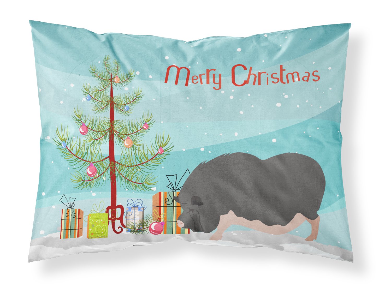 Vietnamese Pot-Bellied Pig Christmas Fabric Standard Pillowcase BB9308PILLOWCASE by Caroline's Treasures