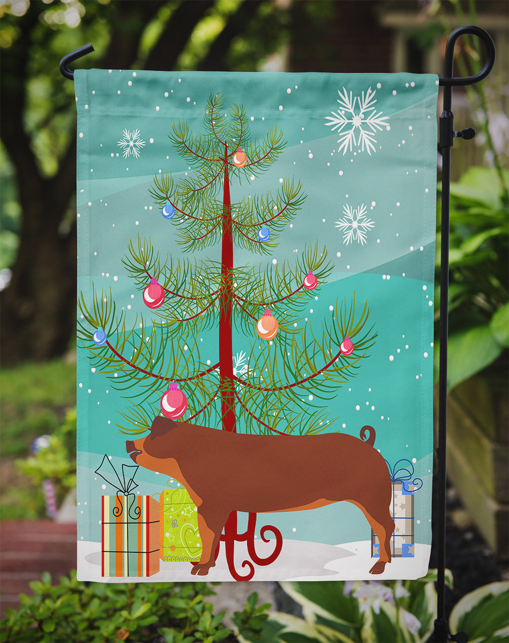 Duroc Pig Christmas Flag Garden Size BB9309GF  the-store.com.