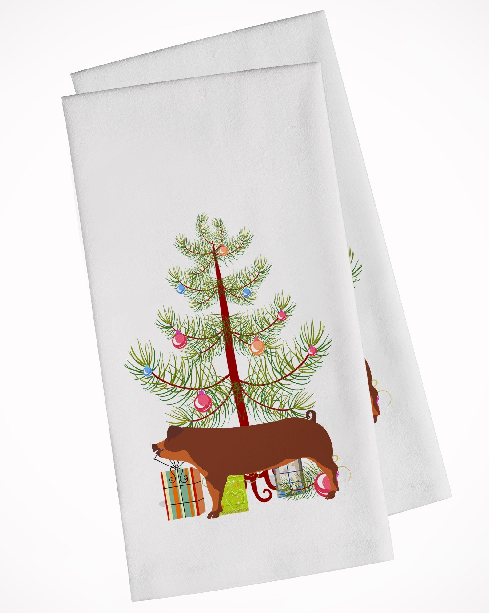 Duroc Pig Christmas White Kitchen Towel Set of 2 BB9309WTKT by Caroline's Treasures