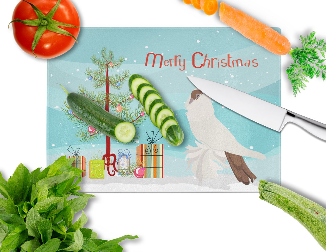 German Helmet Pigeon Christmas Glass Cutting Board Large BB9311LCB by Caroline's Treasures