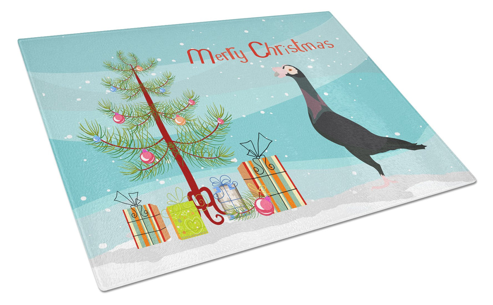 English Carrier Pigeon Christmas Glass Cutting Board Large BB9312LCB by Caroline's Treasures