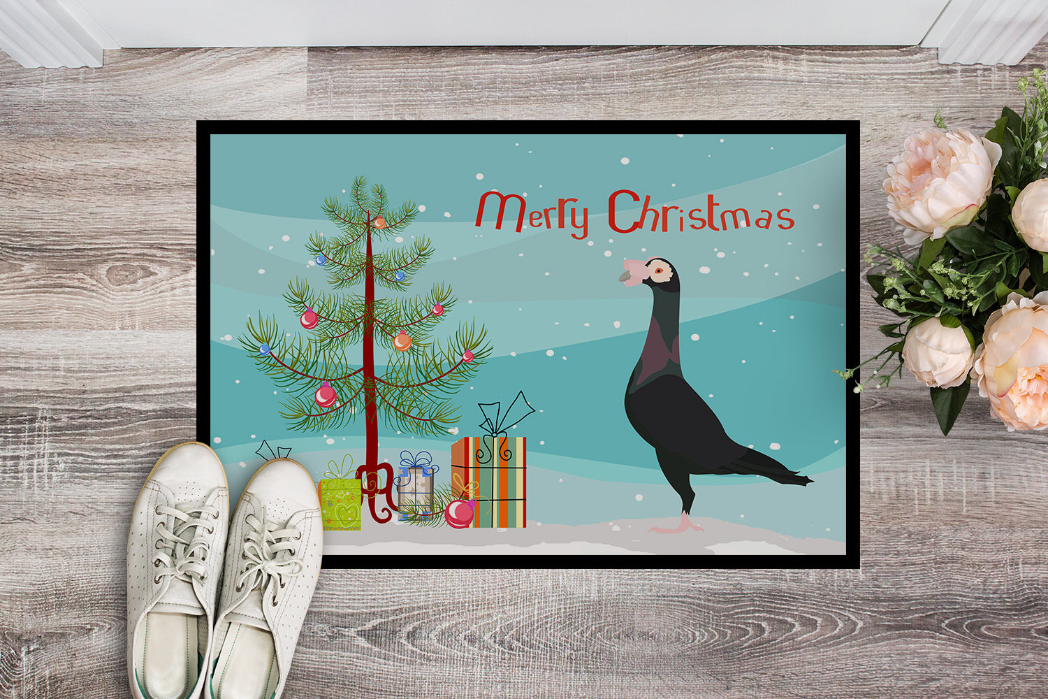 English Carrier Pigeon Christmas Indoor or Outdoor Mat 18x27 BB9312MAT - the-store.com