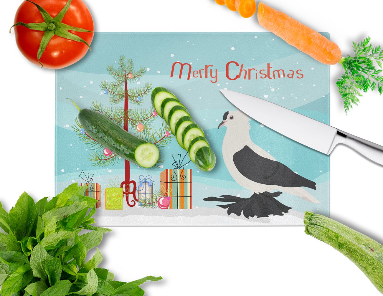 Saxon Fairy Swallow Pigeon Christmas Glass Cutting Board Large BB9313LCB by Caroline's Treasures