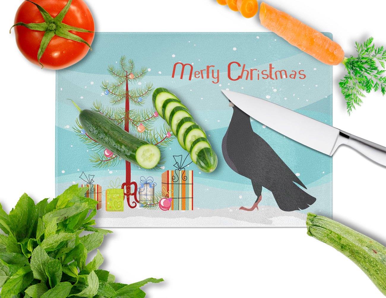 Budapest Highflyer Pigeon Christmas Glass Cutting Board Large BB9314LCB by Caroline's Treasures