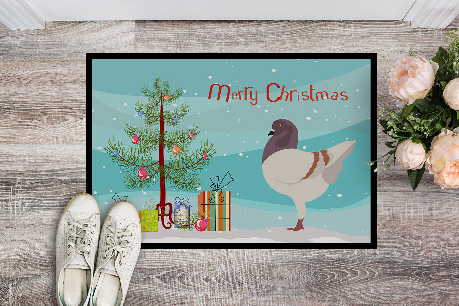 German Modena Pigeon Christmas Indoor or Outdoor Mat 18x27 BB9316MAT - the-store.com