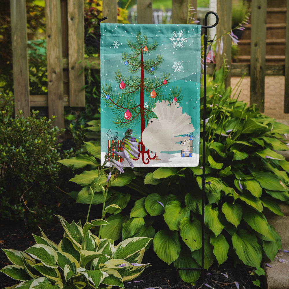 Silver Fantail Pigeon Christmas Flag Garden Size BB9317GF  the-store.com.