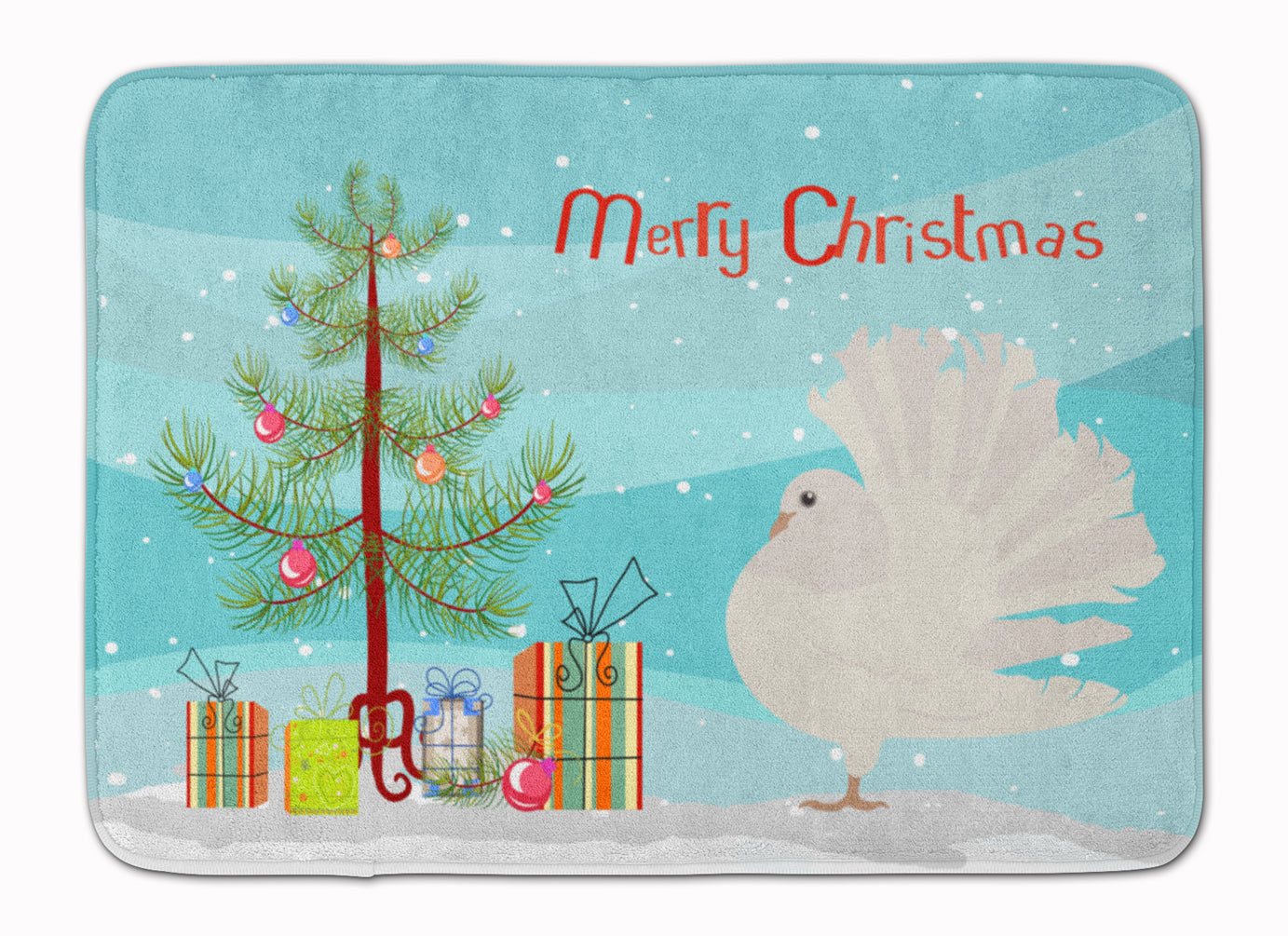 Silver Fantail Pigeon Christmas Machine Washable Memory Foam Mat BB9317RUG - the-store.com