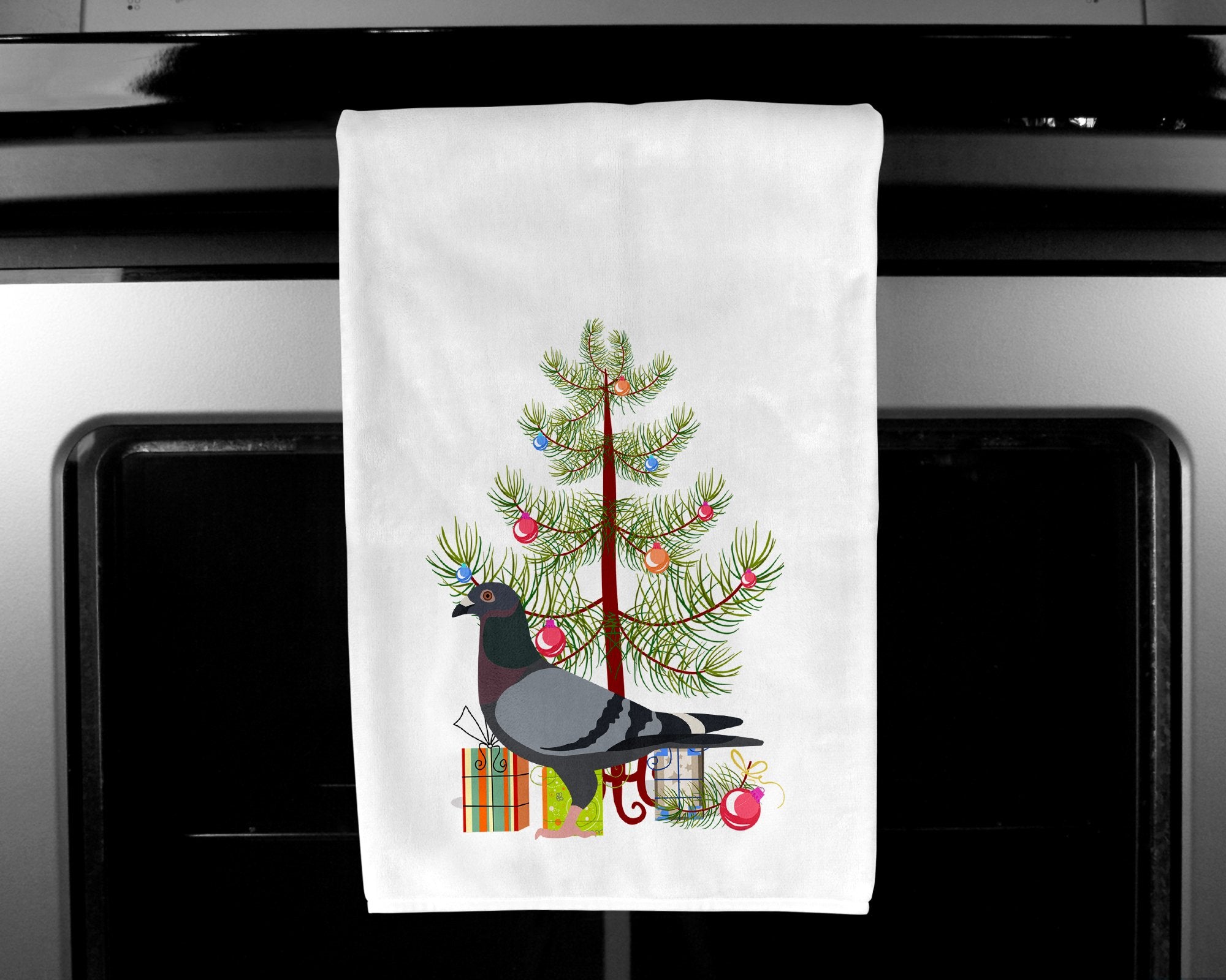 Racing Pigeon Christmas White Kitchen Towel Set of 2 BB9318WTKT by Caroline's Treasures