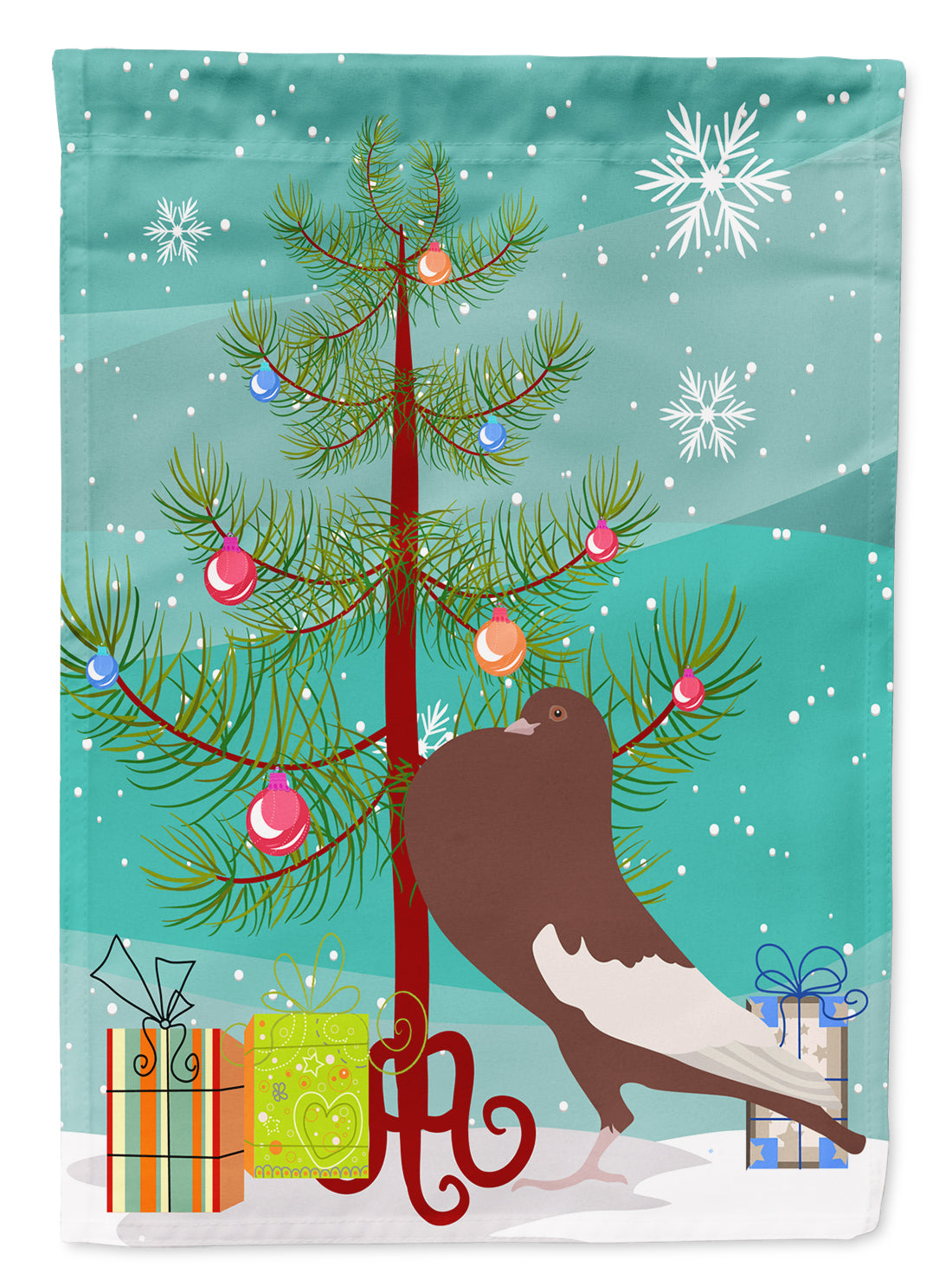 English Pouter Pigeon Christmas Flag Garden Size BB9321GF  the-store.com.