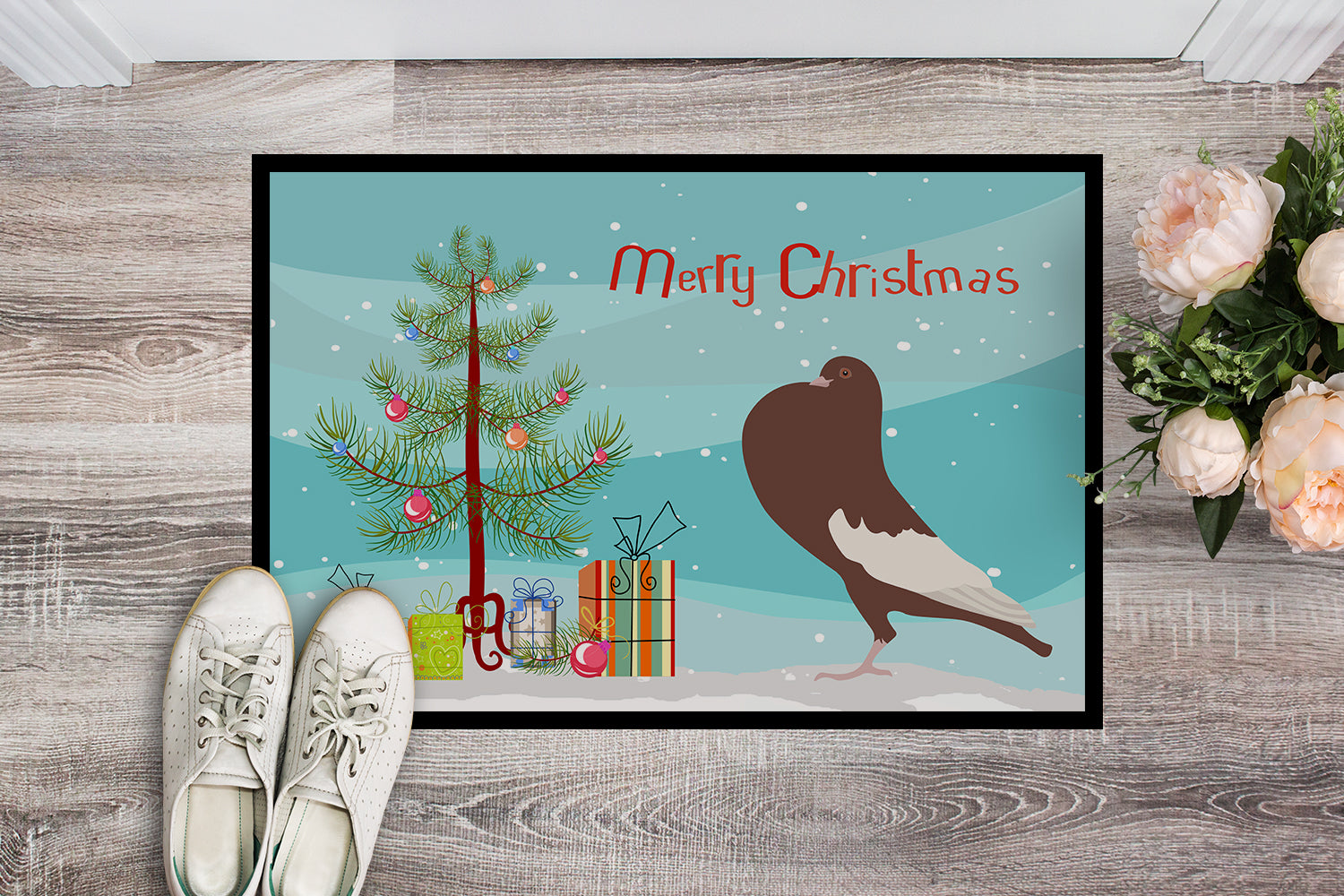 English Pouter Pigeon Christmas Indoor or Outdoor Mat 18x27 BB9321MAT - the-store.com