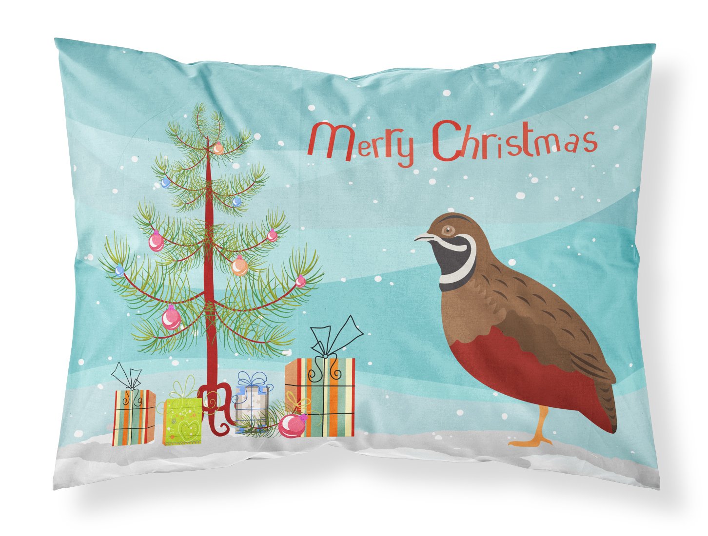 Chinese Painted or King Quail Christmas Fabric Standard Pillowcase BB9323PILLOWCASE by Caroline's Treasures