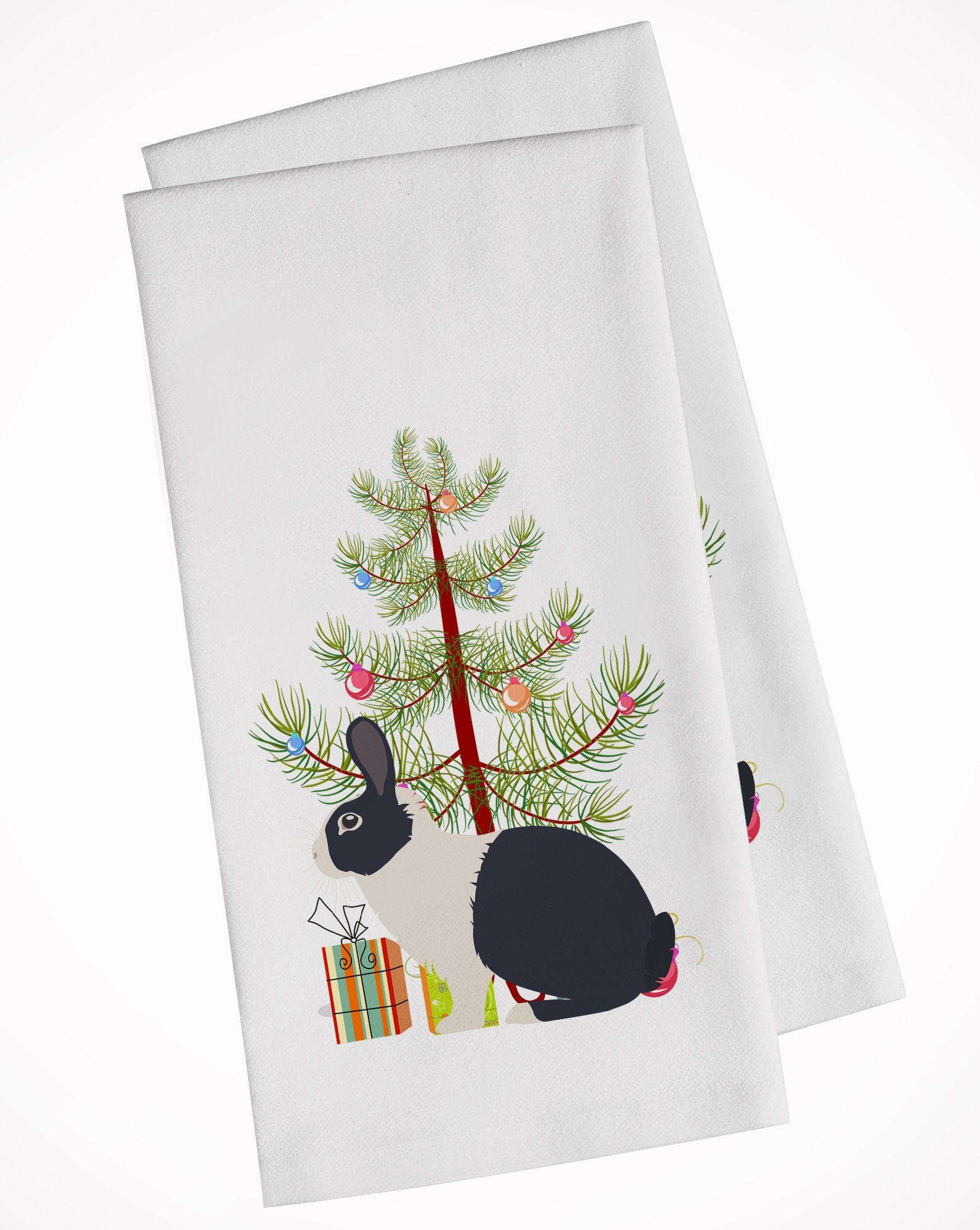 Dutch Rabbit Christmas White Kitchen Towel Set of 2 BB9325WTKT by Caroline's Treasures