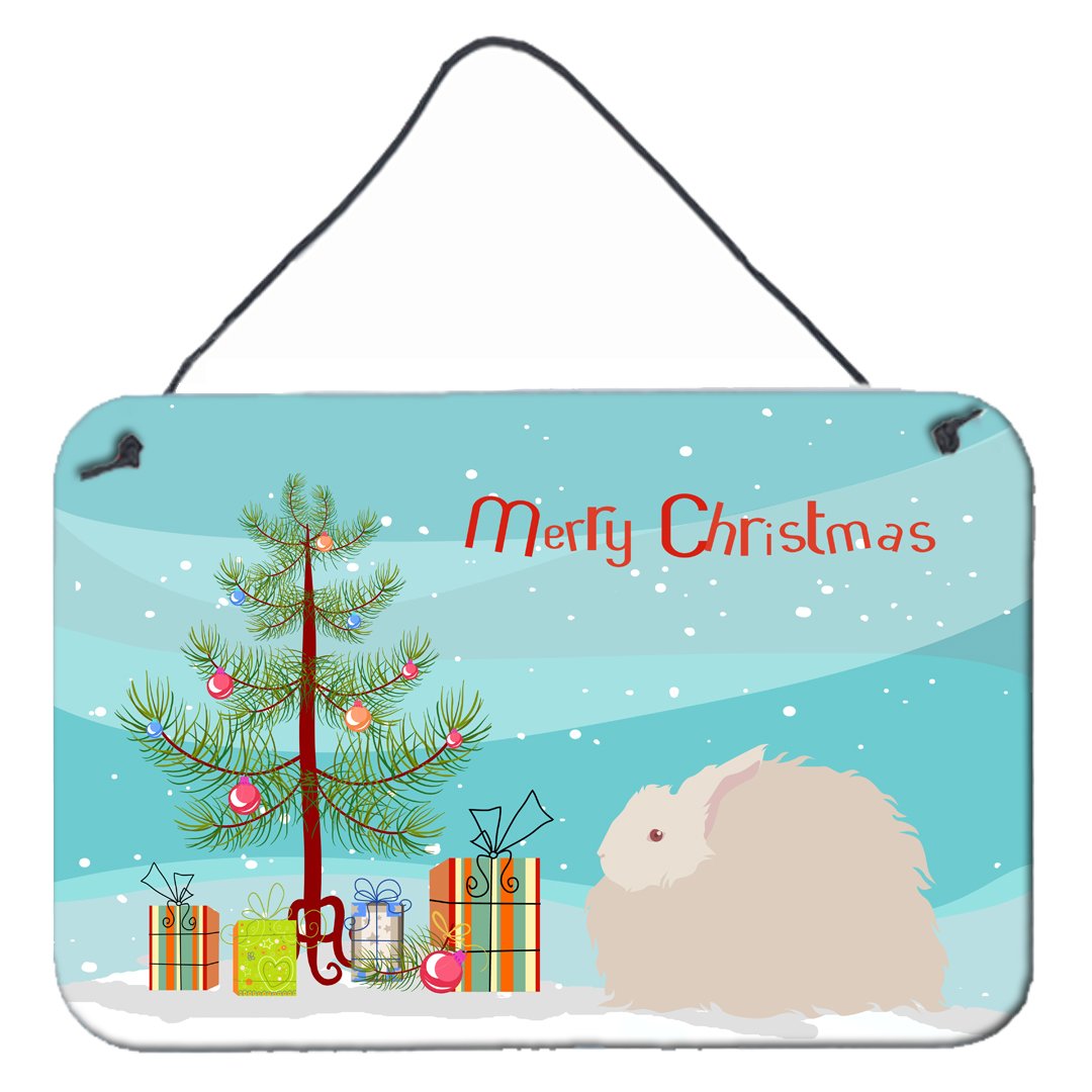 Fluffy Angora Rabbit Christmas Wall or Door Hanging Prints BB9326DS812 by Caroline's Treasures