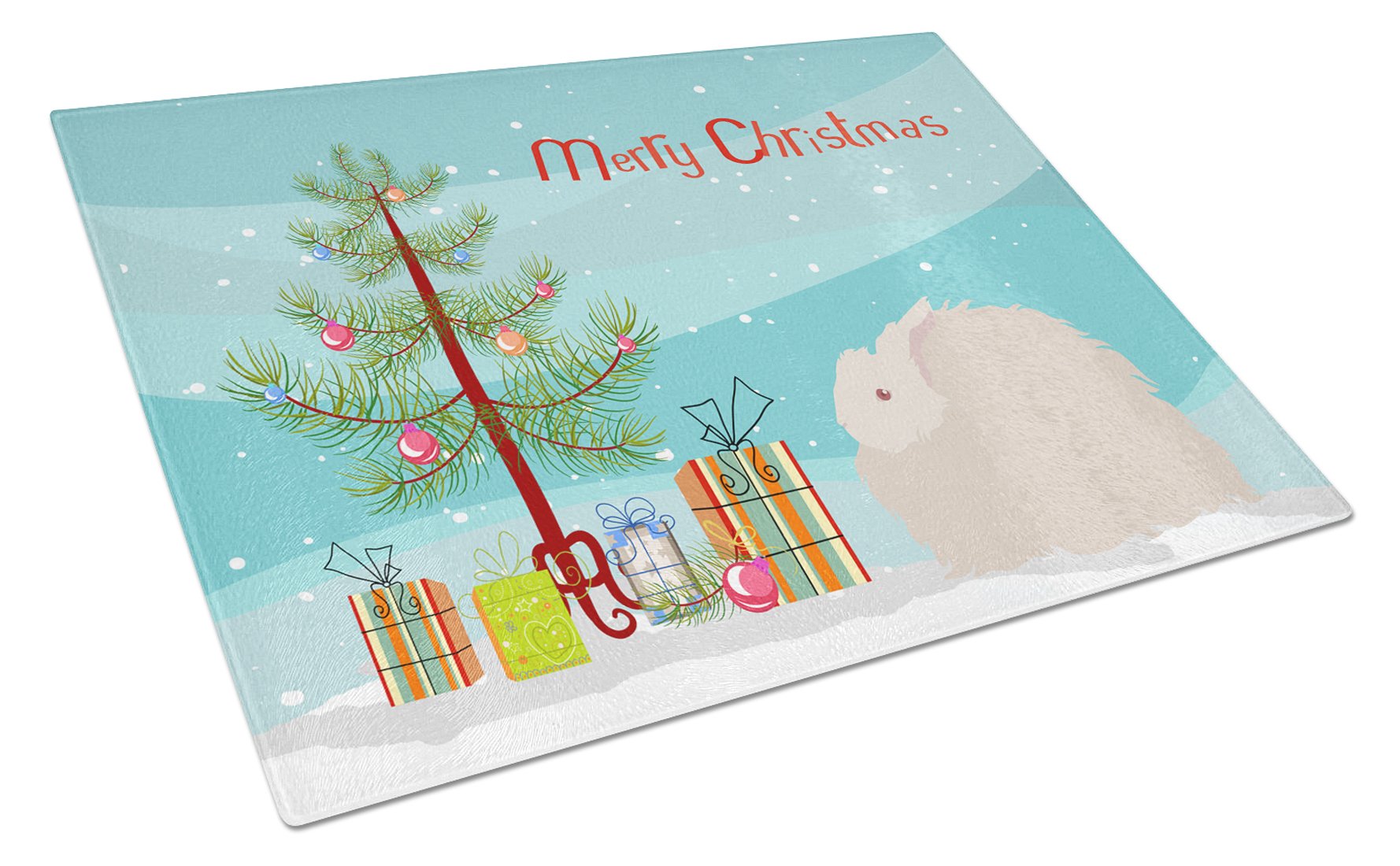 Fluffy Angora Rabbit Christmas Glass Cutting Board Large BB9326LCB by Caroline's Treasures