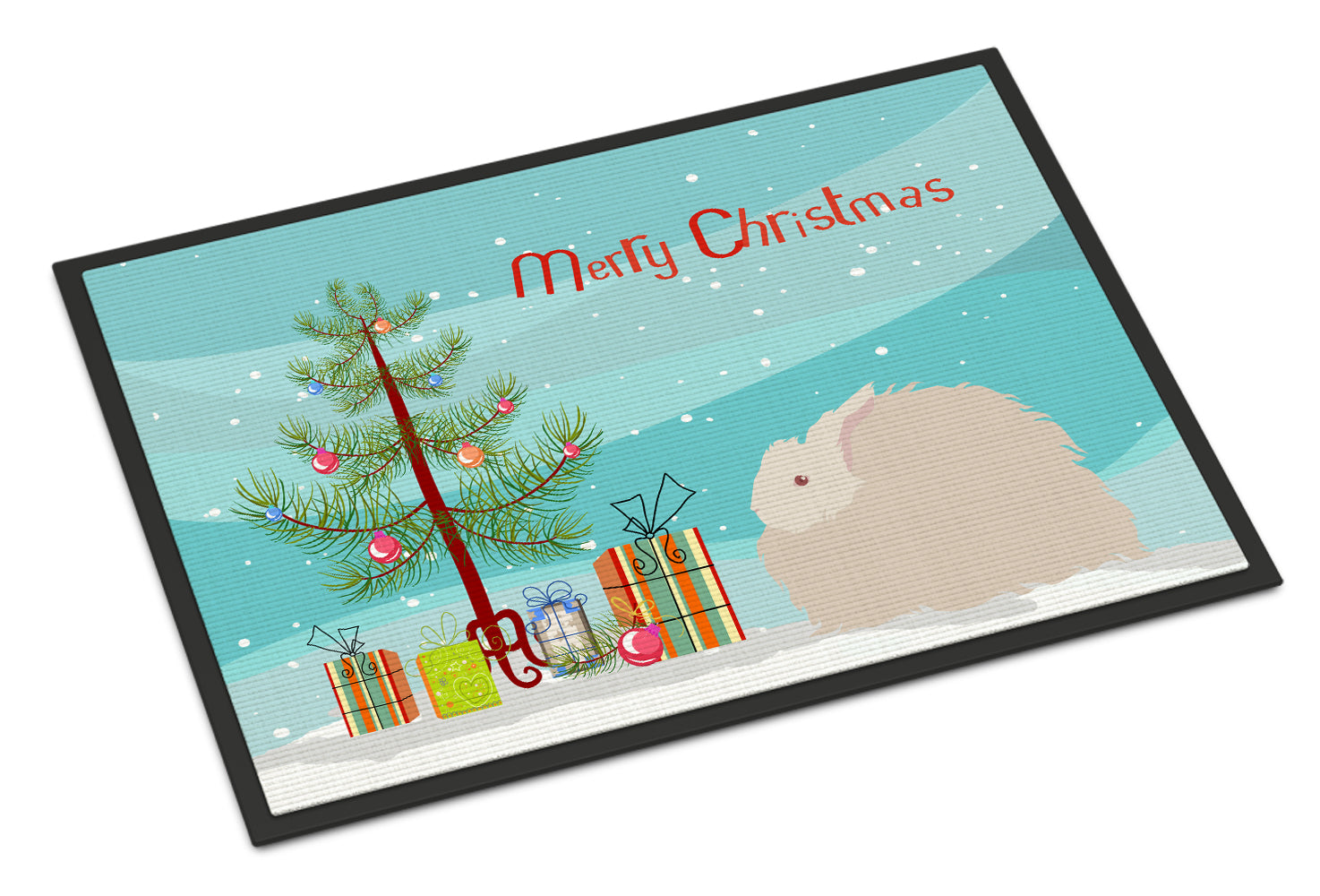 Fluffy Angora Rabbit Christmas Indoor or Outdoor Mat 18x27 BB9326MAT - the-store.com