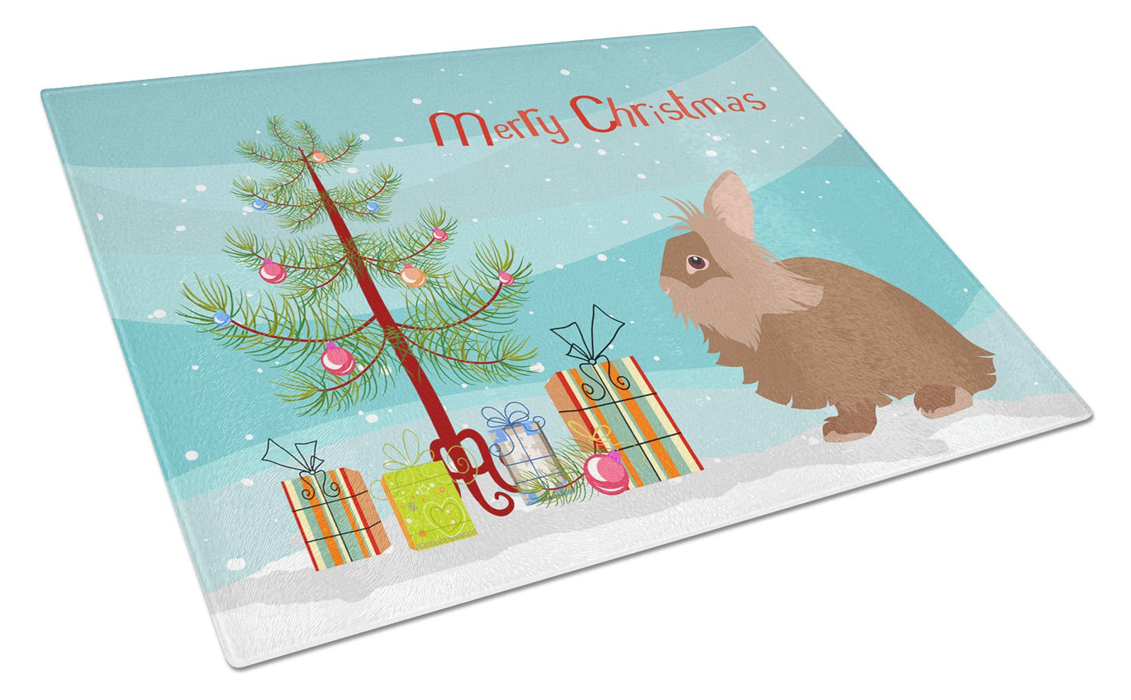 Lionhead Rabbit Christmas Glass Cutting Board Large BB9327LCB by Caroline's Treasures