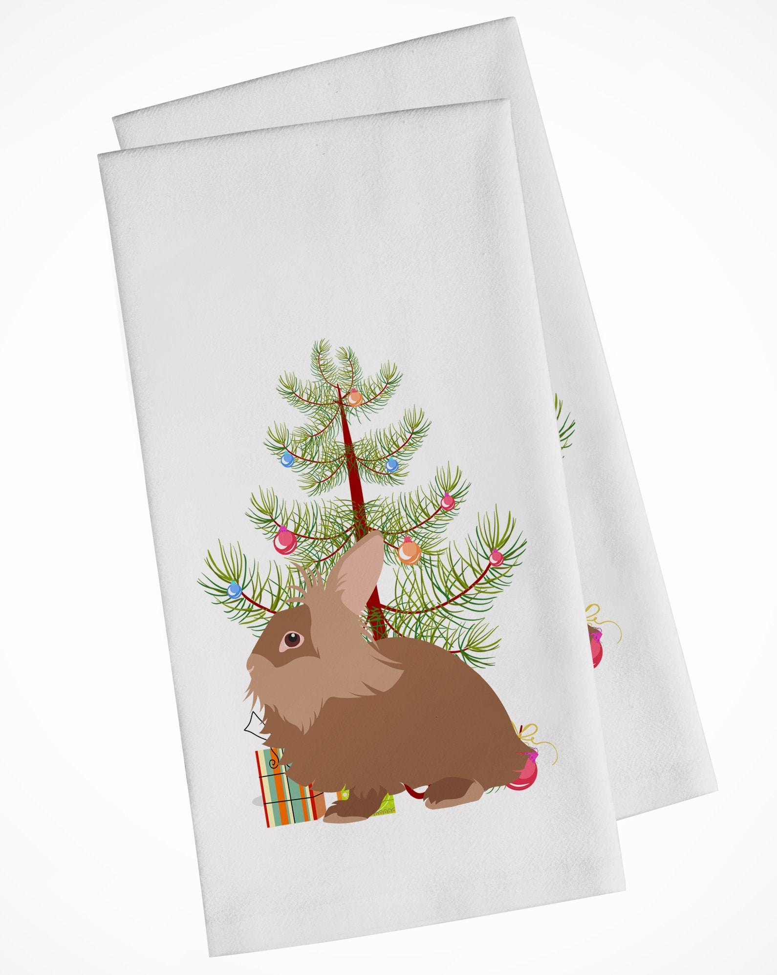 Lionhead Rabbit Christmas White Kitchen Towel Set of 2 BB9327WTKT by Caroline's Treasures