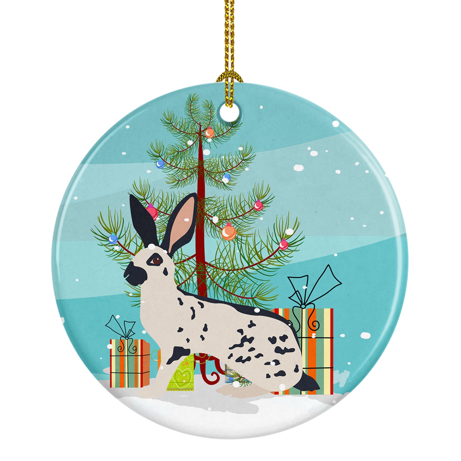 English Spot Rabbit Christmas Ceramic Ornament BB9328CO1 - the-store.com