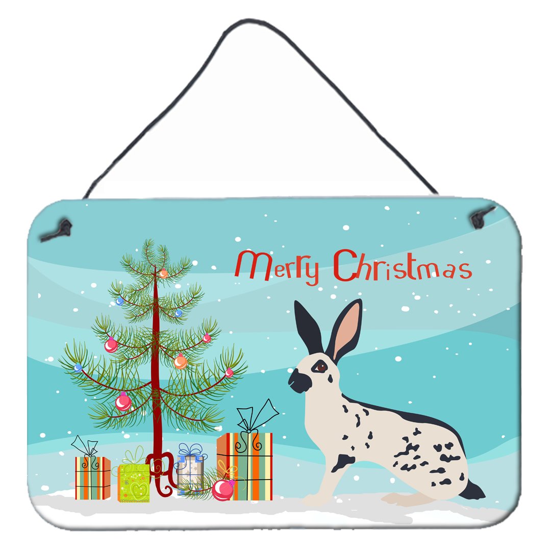 English Spot Rabbit Christmas Wall or Door Hanging Prints BB9328DS812 by Caroline's Treasures