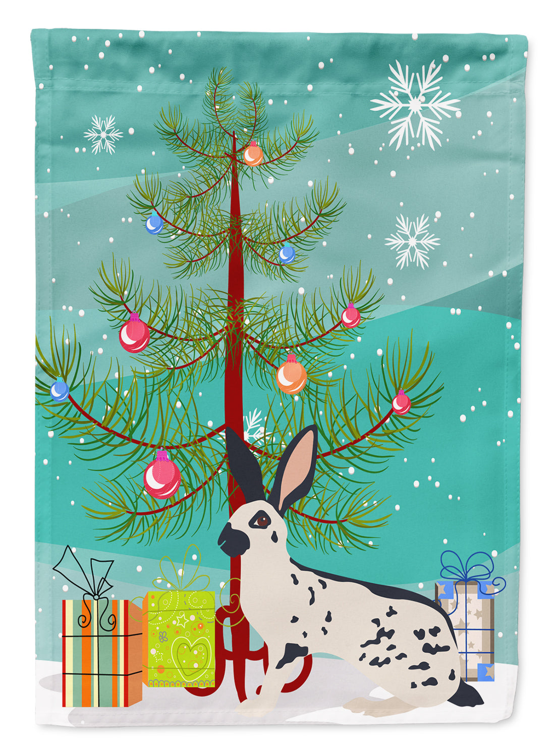 English Spot Rabbit Christmas Flag Garden Size BB9328GF  the-store.com.