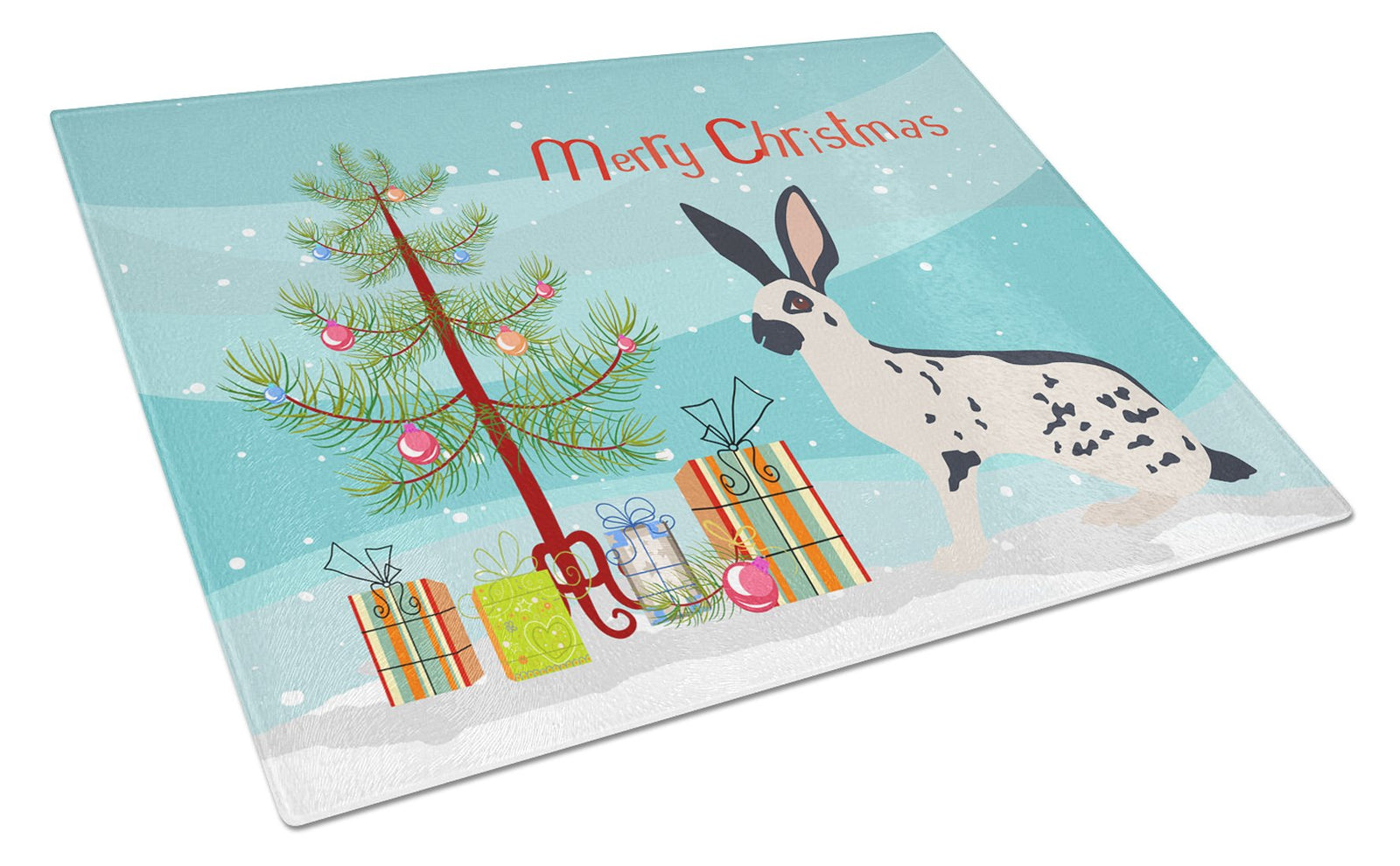 English Spot Rabbit Christmas Glass Cutting Board Large BB9328LCB by Caroline's Treasures