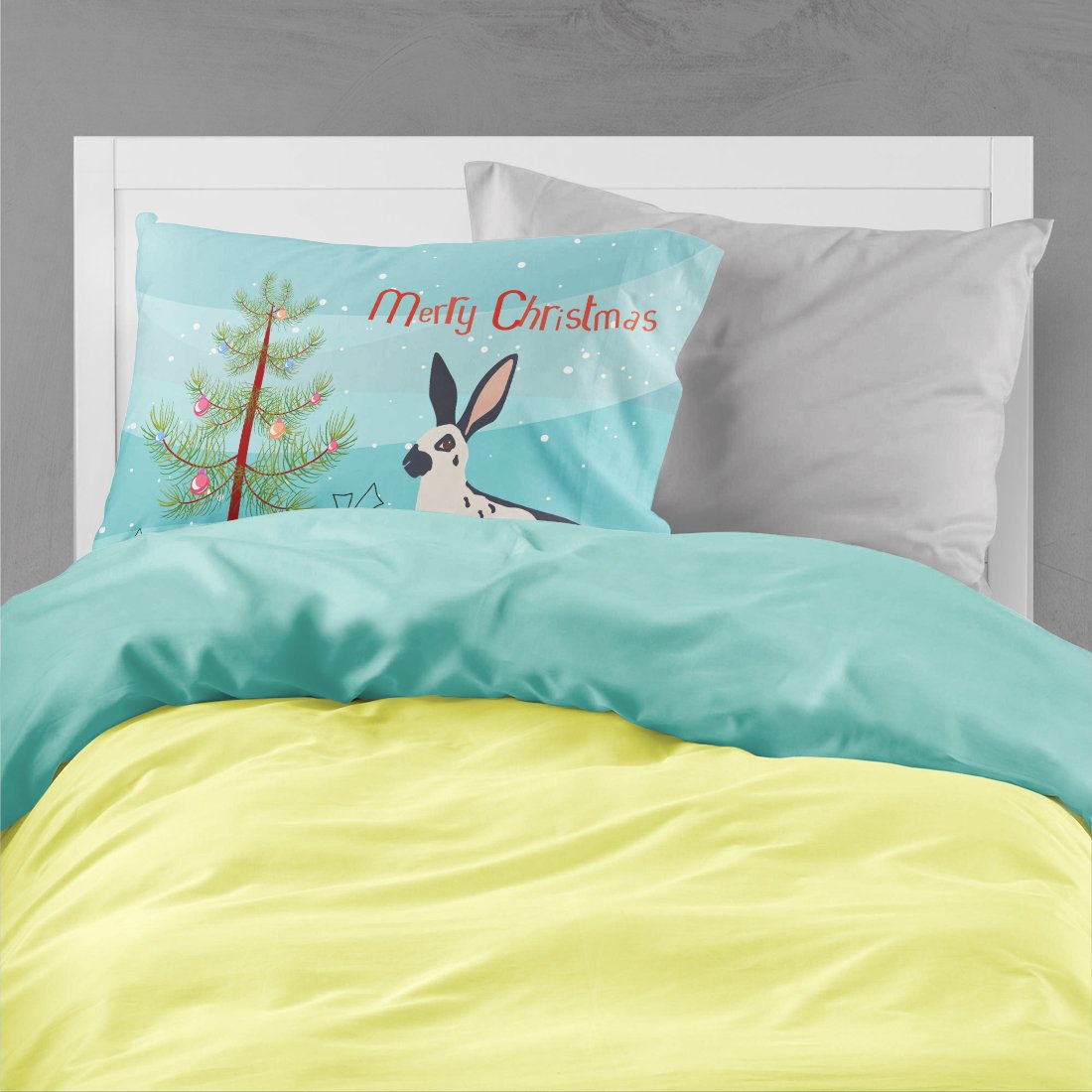 English Spot Rabbit Christmas Fabric Standard Pillowcase BB9328PILLOWCASE by Caroline's Treasures