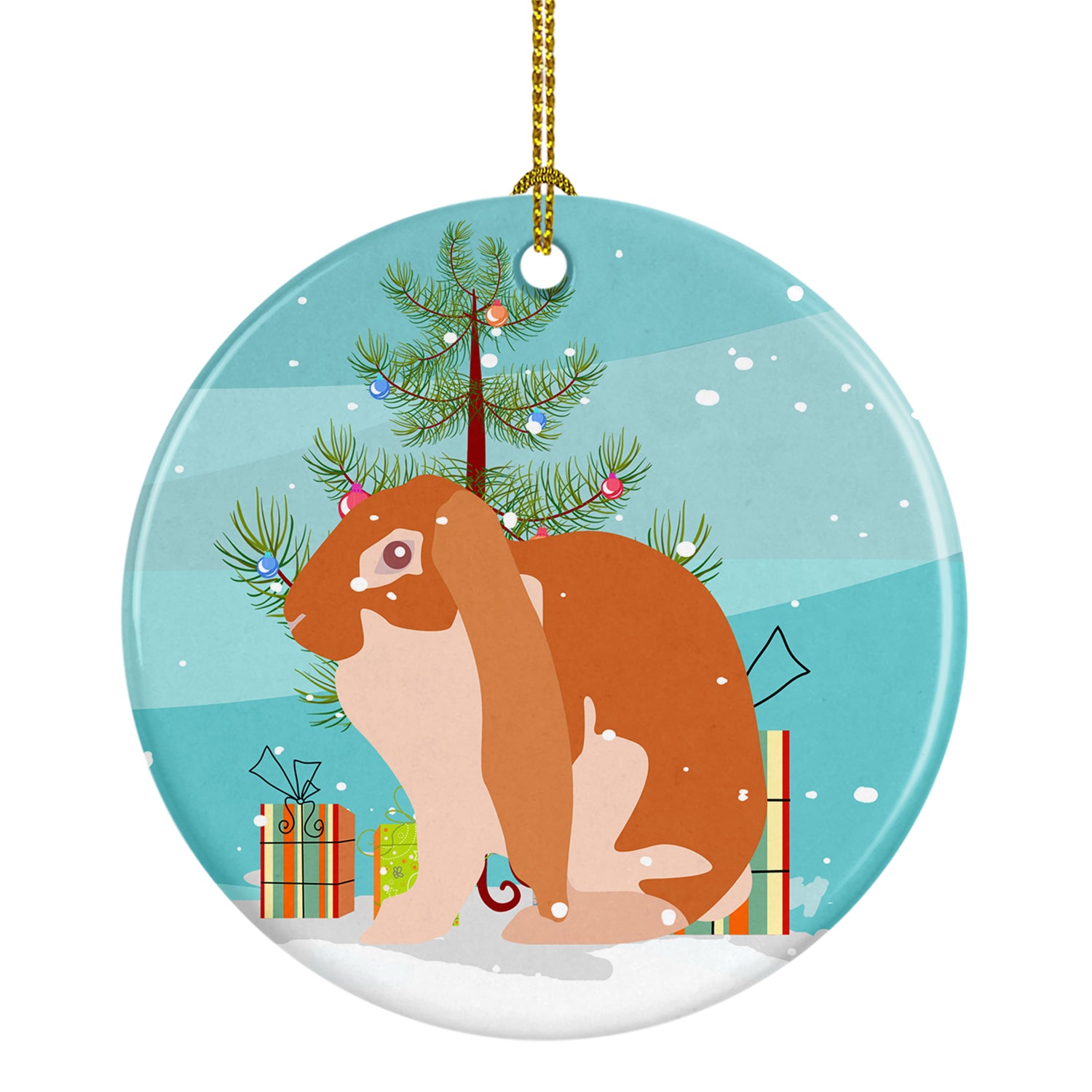 English Lop Rabbit Christmas Ceramic Ornament BB9329CO1 - the-store.com