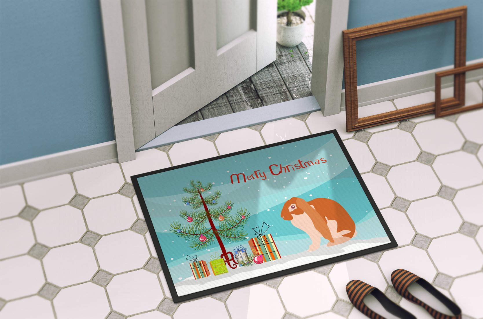 English Lop Rabbit Christmas Indoor or Outdoor Mat 24x36 BB9329JMAT by Caroline's Treasures